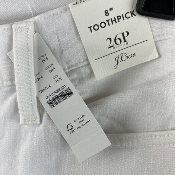 J.Crew Womens $110 Petite 8" Toothpick Jean in White Size 26P E2264 - Picture 4 of 6